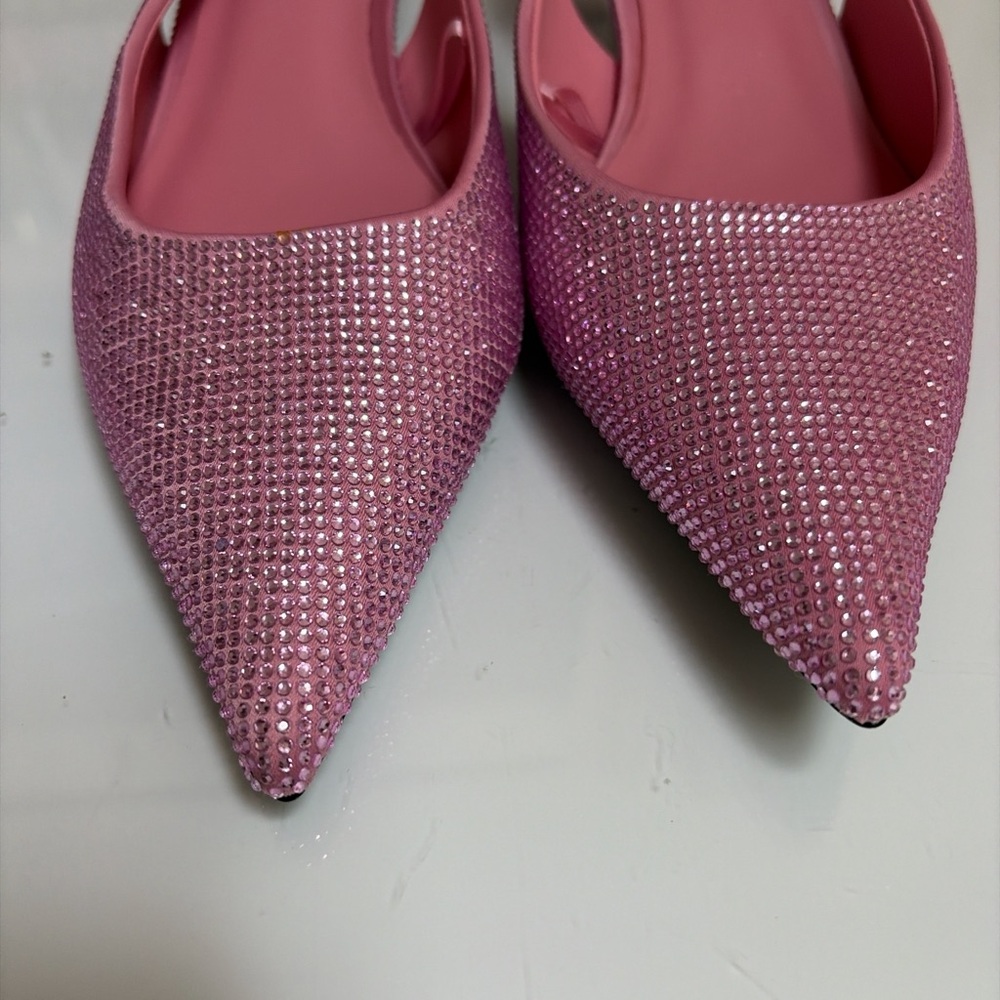 Zara Pink Crystal Slingback Flats - Picture 4 of 7